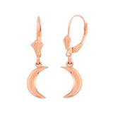 Crescent Moon Drop Earrings in 9ct Rose Gold