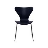 3107 stol, farvet ask midnight blue/sort stel af Arne Jacobsen