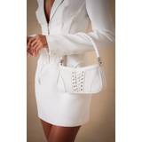 White Lace Detail Shoulder Bag, White - One Size