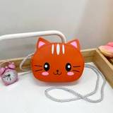 SHEIN 1pc Young Girl's Cute Cartoon Cat Mini Crossbody Bag Made Of Pu Leather, Zipper Closure, Suitable For Four Seasons And Daily Use