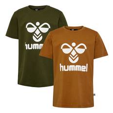 Hummel T-shirt - hmlTres - 2-pak - Sierra/Dark Olive - Hummel - 8 år (128) - T-Shirt