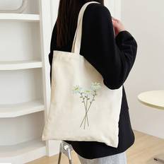Canvas Tote Bag For Women, Fashion Floral Print, Durable Shopper Carryall, Perfect For Travel And Grocery Shopping
