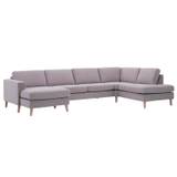 Nordic U sofa med open-end og chaiselong - stof/læder - L 303 x D 92/163 x H 81 cm