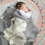Crochet Blanket for Baby Acrylic Funny Newborn Rabbit Milestone Swaddle Kids Wrap Play Mat Outdoor Stroller Covers - White