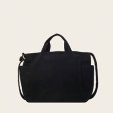 Simple Versatile Solid Color Shoulder Bag For Women Corduroy Hobo Tote Bag Casual Multi Pocket Large Capacity Purse Crossbody Bucket Bag Vintage Satch - Black - one-size