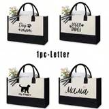 SHEIN 1PC Personalized Canvas Tote Bag For Women, Unique Gifts For Dog Mom, Pet Dog Lovers, Veterinarian,Teachers, Friends, Bridesmaids Animal Rescue, Birth