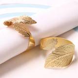 SHEIN 1pc Gold Leaf Napkin Rings, For Hotel Wedding Banquet Table Setting And Gold Leaf Shaped Table Decoration