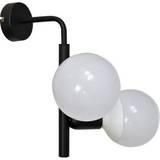 Merx - Væglampe i sort metal og to hvide glaskupler