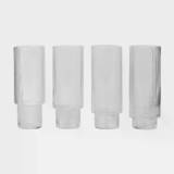 Ferm Living Ripple Longdrink Glas 4-pak - Highball & Longdrink Mundblæst Glas Klar - 5445