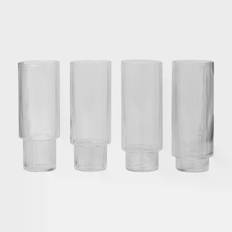 Ferm Living Ripple Longdrink Glas 4-pak - Highball & Longdrink Mundblæst Glas Klar - 5445