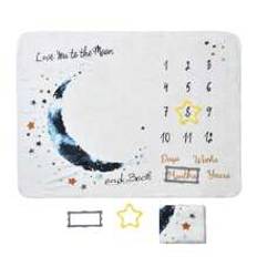 Baby Milestone Monthly Number Record Flannel Photography Background Blanket Baby Swaddle Blanket - White - S