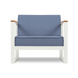 Tahiti udendørs lounge havestol i stål og polyester B90 x D85 cm - Hvid/Lyseblå