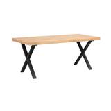 Rowico Brooklyn spisebord (lakeret eg, L170 x B95 x H75 cm, uden tillægsplade, X-metalstel)