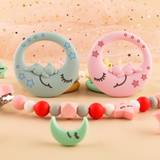 Kovict 1Pc New Moon Silicone Teether For Baby Food Silicone Diy Pacifier Chain Holder Accessories Baby Care Toys - 1 unit light gray