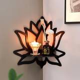 elegant træ-lotus enkeltlags væghylde til boligindretning og opbevaring Lightinthebox
