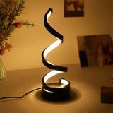 SHEIN Classic Spiral Led Desk Lamp Black With Dimmable Switch, Metal Bedside Lamp, 3 Colors, Plug-In, Modern Decorative Light, Suitable For Home, Living Roo