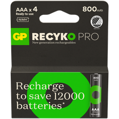 GP - ReCyko Professional NiMH AAA Rechargeable Batteries, 85AAAHCB-2WB4, 4-Pack - Klar til levering