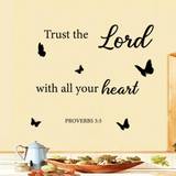 SHEIN 2pcs Encouraging Bible Verses Sticker Wall Decor Bible Verses Trust In The Lord With All Your Heart Proverbs 3-5 Wall Stickers For Living Room Vinyl A