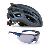 Ventoux Air cykelhjelm (mat blå metal) + Titan cykelbrille (sort/blå)