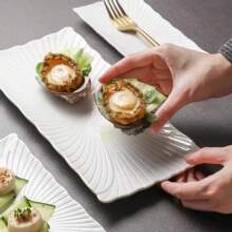 White Ceramic Plate With Minimalist  HighEnd Design For Sushi Snack Western Food Restaurant Use - White - Medium White,Large White
