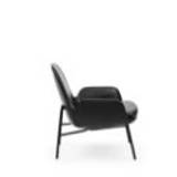 Normann Copenhagen Era Lounge Chair Low Steel SH: 40 cm - Ultra Leather / Black 41599