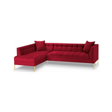 Karoo venstrevendt chaiselong sofa i metal og velour B270 x D185 cm - Guld/Rød