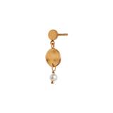 Stine A, Petit Hammered Coin and Stone Earring - Gold