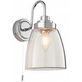 Ashbury Badeværelslampe i metal og glas H27 cm 1 x E14 - Krom/Klar