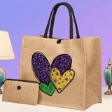 SHEIN 2pcs Handbag Of Love Element Design Pattern, Large -Capacity Handbag, A Coin Wallet, A Portable Handbag, Gift Bag, Gift, Suitable For Work, School