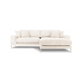 Jog højrevendt chaiselong sofa i metal og chenille B286 x D242 cm - Sølvgrå/Beige