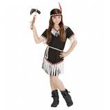 Sort Indianer pige kostume - Højde cm: 128