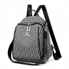 Fashion Luxury Womens Designer Letter Printing Leather Backpacks Large Capacity Travel Shoulder Bags Totes School Bag - Black