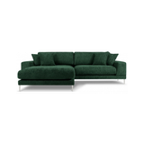 Jog venstrevendt chaiselong sofa i metal og chenille B286 x D242 cm - Sølvgrå/Grøn