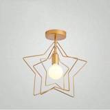 SHEIN E27*1 Star Black/Gold Ceiling Light Retro Flush Mount Ceiling Lamp Industrial Close To Ceiling Light Fixture With LED Bulb 3000K Warm Light/ 6500K Whi
