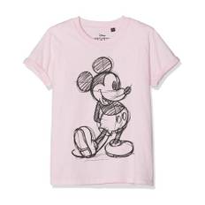 Disney Girls Mickey Mouse Sketch T-Shirt - 7-8 Years / Light Pink