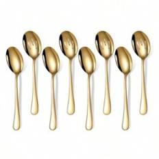 Advanced Piece Gold Stainless Steel Service Spoon Set  Mirror Finish Including Service Spoons And Slotted Spoons Stainless Steel SelfService Banquet S - Gold Serving Spoon - Spoon*2+Slotted Spoon*2,Spoon*3+Slotted Spoon*3,Spoon*4+Slotted Spoon*4