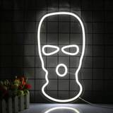 White Mask USB Neon Sign Face LED Powered Mask Neon Signs For Wall Decor Bedroom Bar Man Cave Gameroom - White - one-size