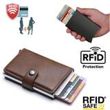 Brun - RFID-beskyttelse pungkortholder 5 kort (ægte læder) - brown
