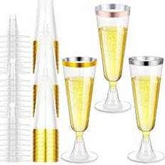 pcspcspcs Champagne flutes Plastic gold champagne glasses Clear reusable champagne flutes Crystal Champagne flutes Plastic wine glasses Plastic toast  - Gold - 25pcs,50pcs,100pcs,25pcs (silver),50pcs (silver),100pcs (silver),25pcs (rose Gold),50pcs (rose Gold)