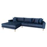 Riviera lounge sofa mørkeblå velour, venstrevendt Længde på 290 cm