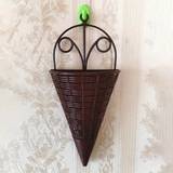 SHEIN 1pc Creative Hanging Vase Flower Basket - Rattan Woven Wall Art For Indoor Decoration