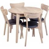 Spisebordssæt Genova spisebord 90-130 cm inkl. 4 stk. Amino stole - Hvidpigmenteret/sort øko-læder
