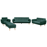 Sofasæt Grøn Polyester 8 Personers Sofagruppe Moderne Design Stue Indretning Sofa og Lænestol Sæt Fodskammel Sovefunktion