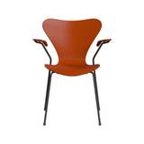 3207 stol m/armlæn, farvet ask paradise orange/warm graphite stel af Arne Jacobsen