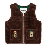 Mini Rodini Bloodhound faux fur vest - brown - Y 9-10