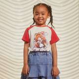 SHEIN Young Girl Cartoon Printed Contrast Color Raglan Sleeve Casual T-Shirt For Summer,Magic Girl And THE CLOW CARDS
