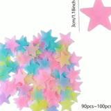 SHEIN 100pcs Luminous Stars, Moon & Snowflake Stickers For Bedroom, Living Room & Ceiling Decoration, DIY Wall Art Home & Room Decoration.