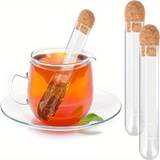 2 Pcs Tea Infuser For Loose Tea, Glass Strainers For Long Leaf Tea, Reusable Glass Diffuser With Cork, Large Loose Tea Steeper Filter For Cup, For Home Office Travel, Tea Accessories