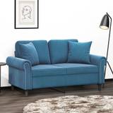 vidaXL 2-personers sofa med pyntepuder 120 cm velour blå