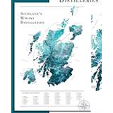 Watercolour Scottish Whisky Distillery Map Turquoise 29,7x42 cm Plakat A3